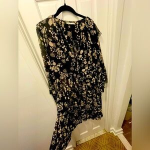 Rebecca Minkoff Chiffon Floral Black Midi/Maxi Dress